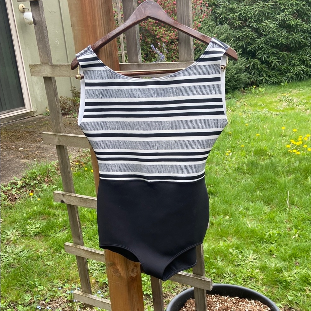 Striped Black and White Swimsuit